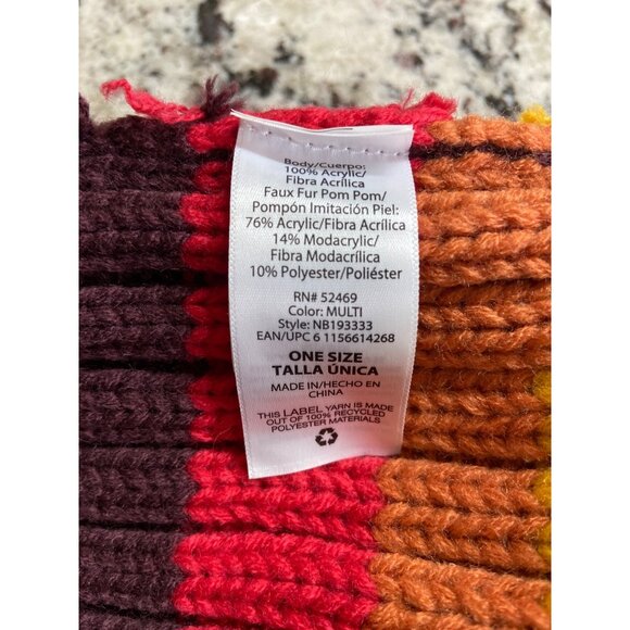 No Boundries Toboggan Beanie Unisex One Size Multicolor Stripe Knit Pom Cozycore - Picture 4 of 8